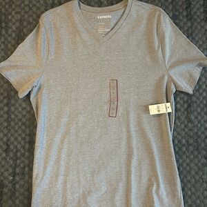 Express Men's Large Heather Gray V-Neck Tee Shirt